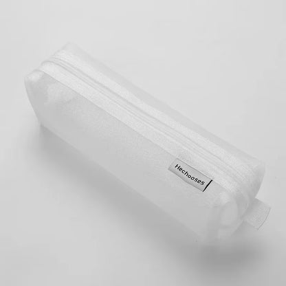 Mesh Pencil Case Transparent Pens Pouch Cute Simple Aesthetic Bag Organizer Office School Supplies for Student Stationary