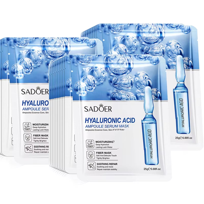 10Pcs  24K Gold Vitamin C Hyaluronic Acid Face Mask Facial Moisturizing Firming Hydrating Facial Masks Skin Care Products
