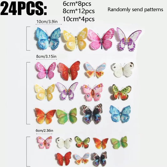 24/36Pcs Watercolor Butterfly 3D Wall Stickers Butterflies Room Home Decoration Self-Adhesive Mural for Wedding DIY Decor Decals