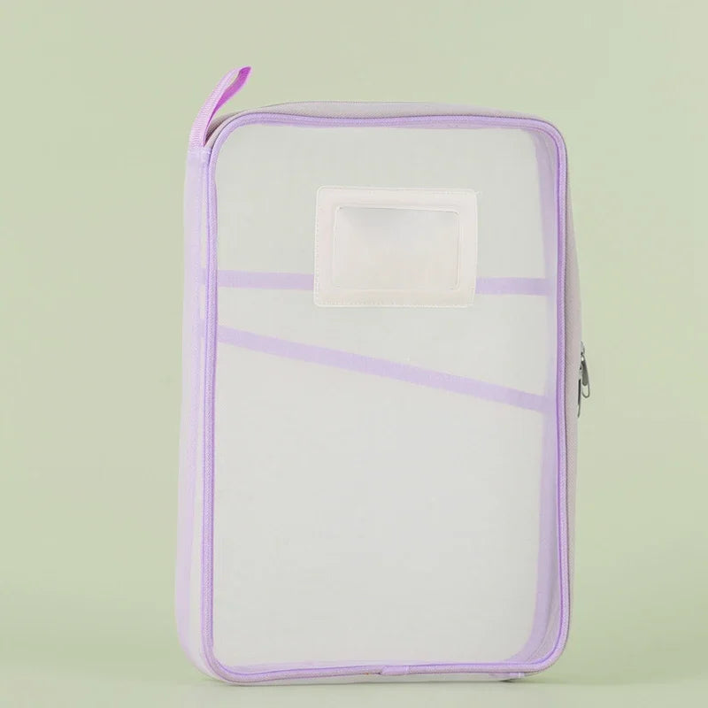 A4 Stationery Storage Bag Double-Layer Mesh Zipper Bag Large Capacity Organizer Folders School Office Supplies Stationary Bag