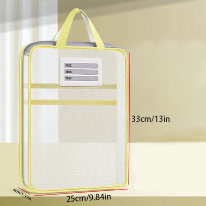 A4 Stationery Storage Bag Double-Layer Mesh Zipper Bag Large Capacity Organizer Folders School Office Supplies Stationary Bag
