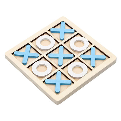 Montessori XO Chess Jigsaw Puzzle 3D Geometric Shapes Board Games for Kids Children Educational Wooden Toys