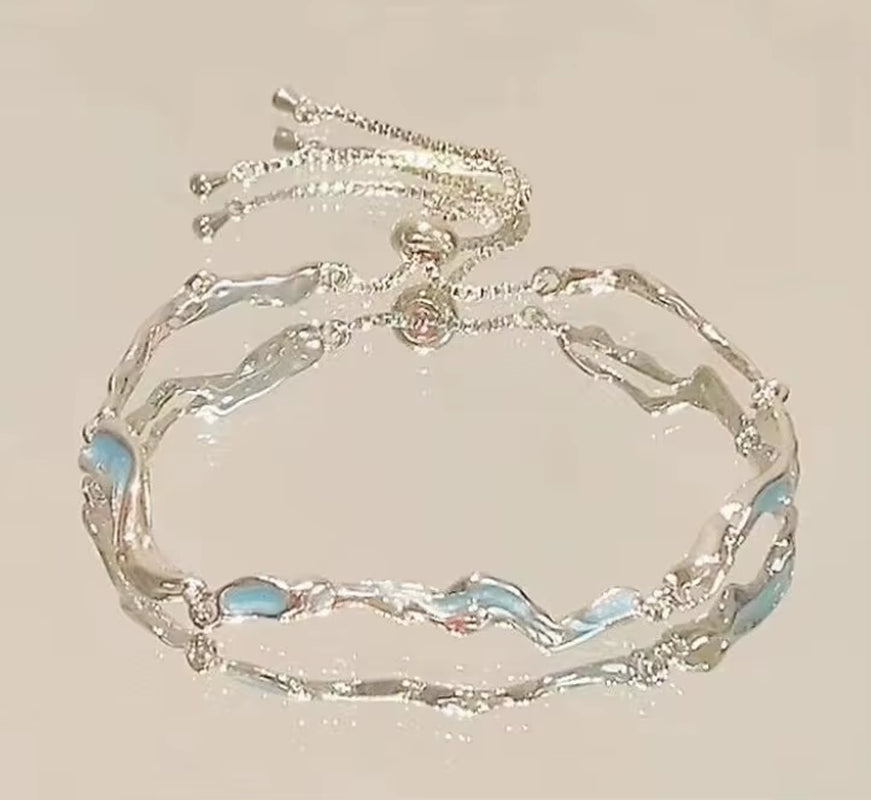 Shiny Pink Crystal Cherry Blossom Bracelets for Women Girls Sweet Moon Bow Flowers Zircon Bracelet Party Aesthetic Jewelry