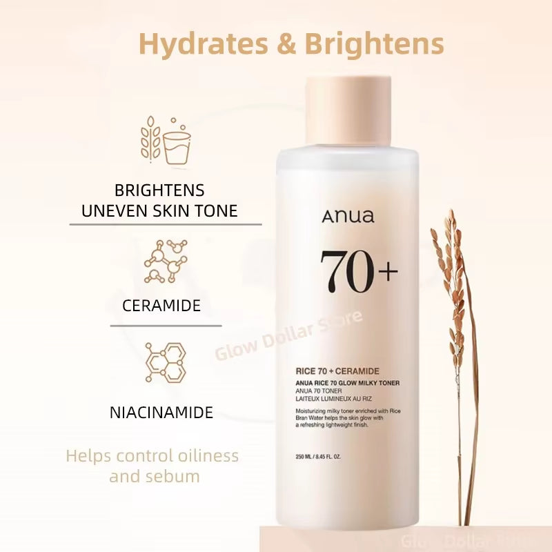 Korean Skincare Set  Rice 70 Glow Milky Toner,Intensive Moisturizing Milk Lotion,Hydrating&Nourishing,Barrier Care 2Pcs Sets