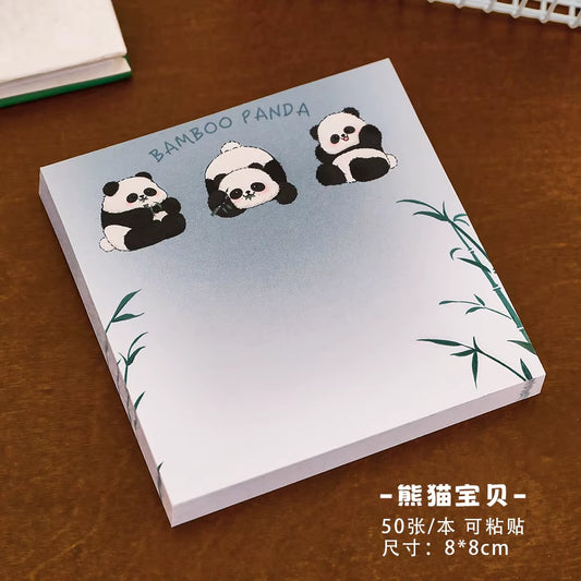 50Sheets Cartoon Panda Sticky Notes Students Can Stick High-Value Memo Pad Ins Style Decoration Materials Cute N Times