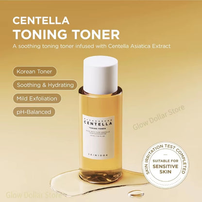 Korean  Skincare Centella 3Pcs Set,Toning Toner,Pore Care Light Cleansing Oil,Facail Serum for Soothing Sensitive Skin