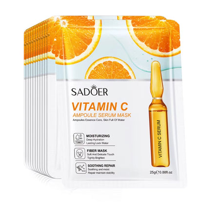 10Pcs  24K Gold Vitamin C Hyaluronic Acid Face Mask Facial Moisturizing Firming Hydrating Facial Masks Skin Care Products