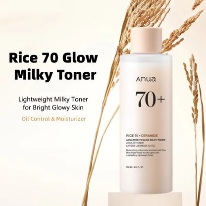 Korean Skincare Set  Rice 70 Glow Milky Toner,Intensive Moisturizing Milk Lotion,Hydrating&Nourishing,Barrier Care 2Pcs Sets
