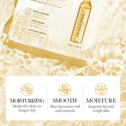 10Pcs  24K Gold Vitamin C Hyaluronic Acid Face Mask Facial Moisturizing Firming Hydrating Facial Masks Skin Care Products