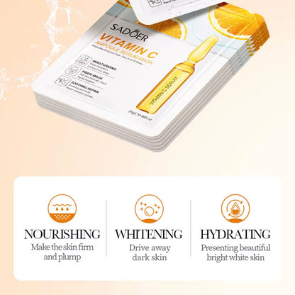 10Pcs  24K Gold Vitamin C Hyaluronic Acid Face Mask Facial Moisturizing Firming Hydrating Facial Masks Skin Care Products