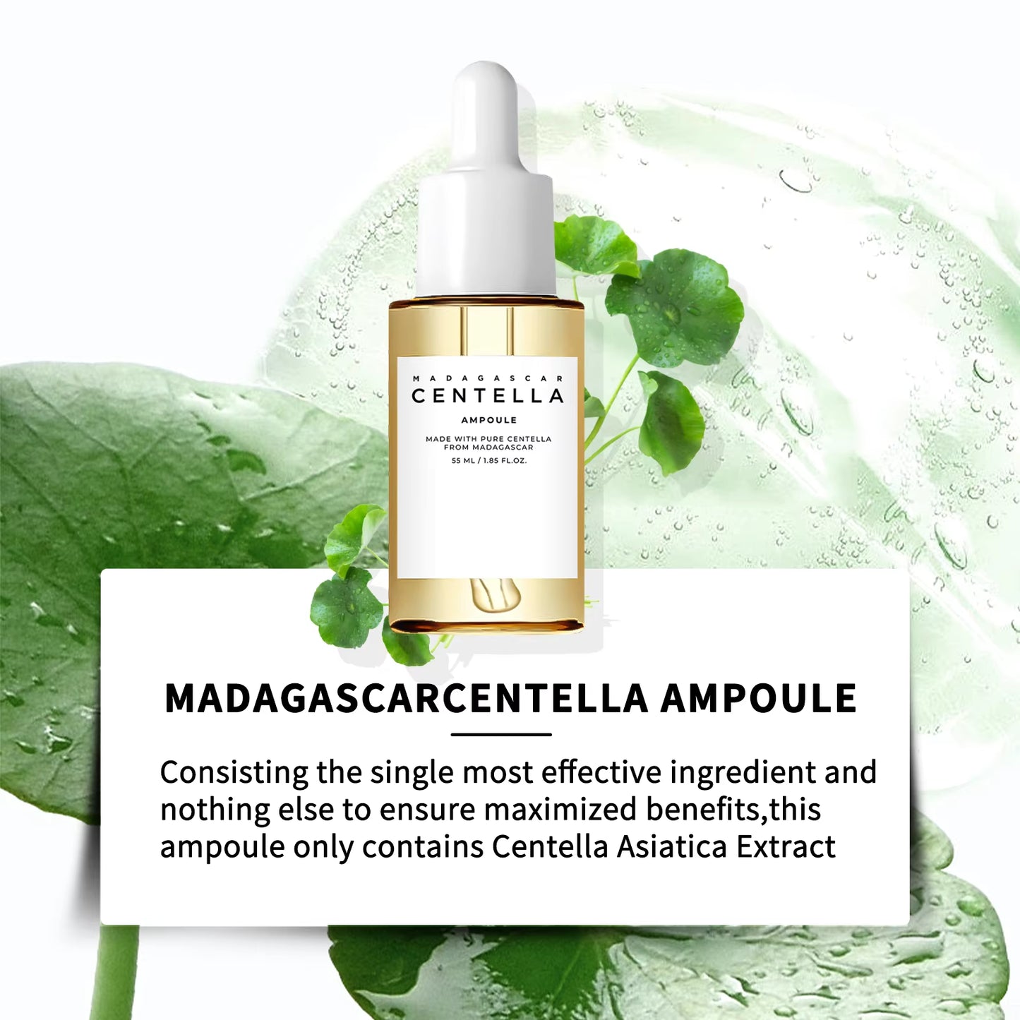 Madagascar Centella Asiatica Serum 55Ml - Sensitive Skin Soothing Formula with Acne Fighting，Deep Moisturizing Benefits for Face