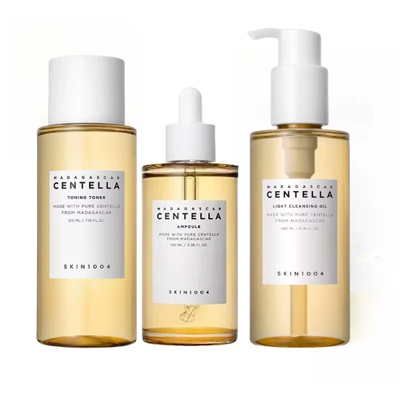 Korean  Skincare Centella 3Pcs Set,Toning Toner,Pore Care Light Cleansing Oil,Facail Serum for Soothing Sensitive Skin