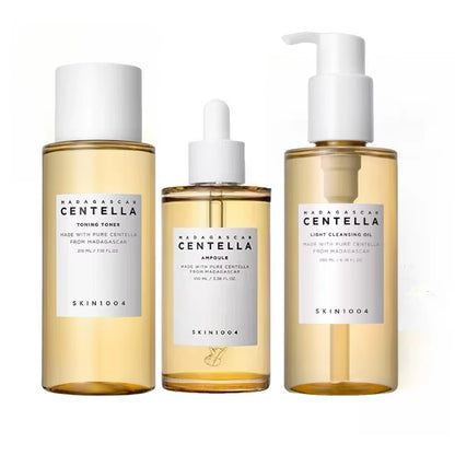 Korean  Skincare Centella 3Pcs Set,Toning Toner,Pore Care Light Cleansing Oil,Facail Serum for Soothing Sensitive Skin