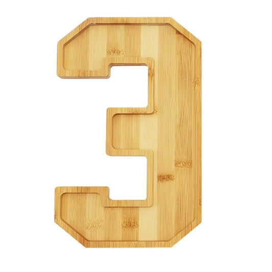 Bamboo Wooden Number Charcuterie Board Box for Fruit Cheese Platter Vegetable Food Dish Plates Birthday Party Decor