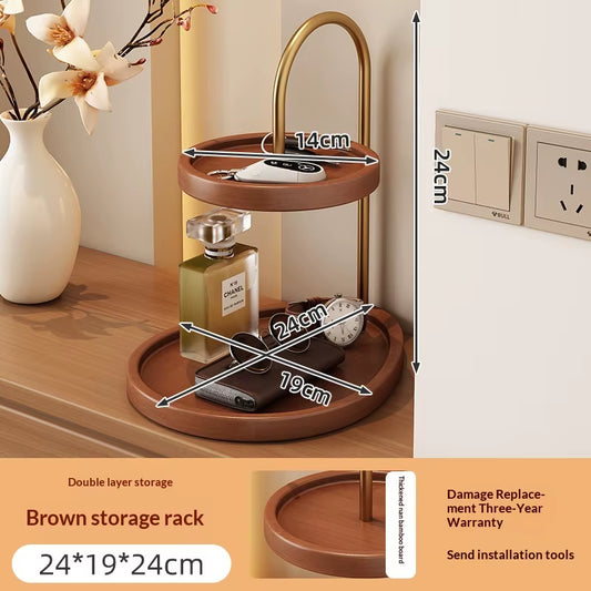 Vintage Bamboo Jewelry Organizer Tray Home Decor Display Stand for Keys Perfume Accessories Desktop Decoration‌