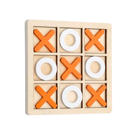 Montessori XO Chess Jigsaw Puzzle 3D Geometric Shapes Board Games for Kids Children Educational Wooden Toys