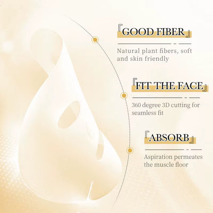 10Pcs  24K Gold Vitamin C Hyaluronic Acid Face Mask Facial Moisturizing Firming Hydrating Facial Masks Skin Care Products