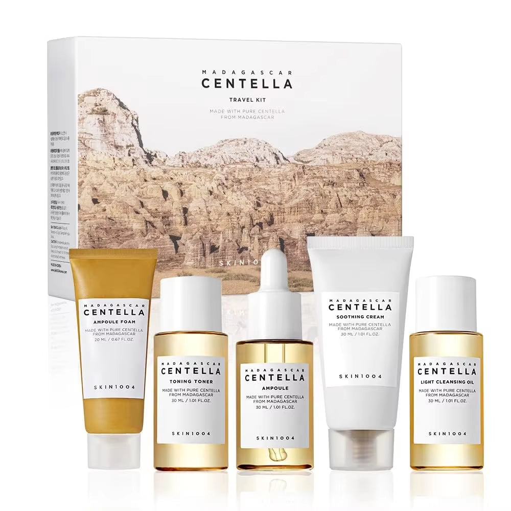 Madagascar Centella Travel Kit, Toner, Ampoule, Soothing Cream, Cleansing Oil, Ampoule Foam, Basic Skincare Mini 5Pcs