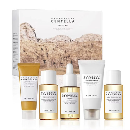 Madagascar Centella Travel Kit, Toner, Ampoule, Soothing Cream, Cleansing Oil, Ampoule Foam, Basic Skincare Mini 5Pcs