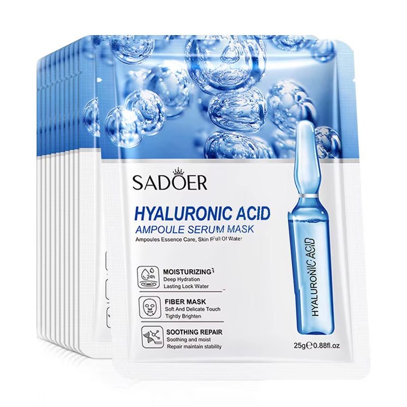 10Pcs  24K Gold Vitamin C Hyaluronic Acid Face Mask Facial Moisturizing Firming Hydrating Facial Masks Skin Care Products