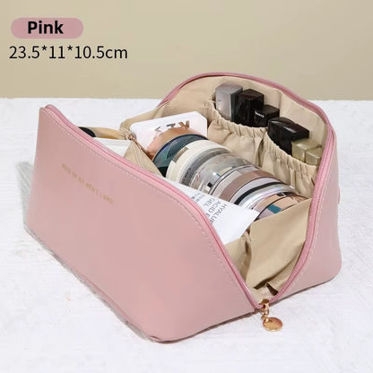 Large Capacity Cosmetic Bag Cosmetic Storage Bag PU Leather Portable Travel Toiletry Bag Women Cosmetic Bag Toiletries Organizer