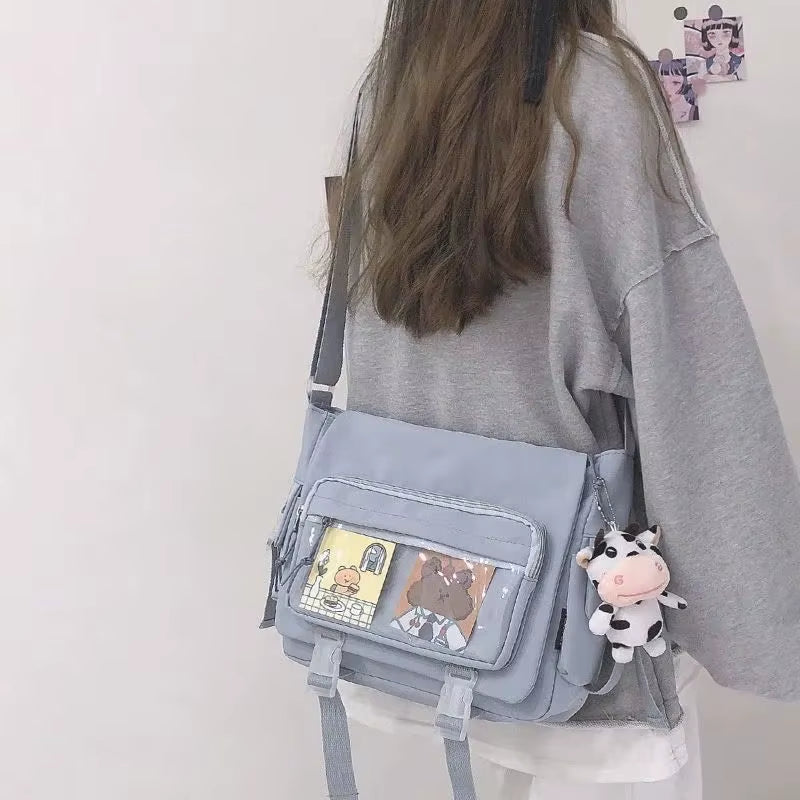 Women'S Bag Messenger Korean Style Female Backpack College Large Capacity Versatile Shoulder Student School Postman Tote Bags