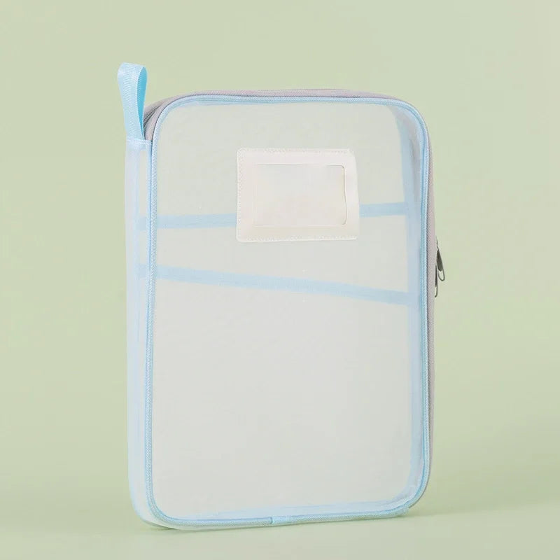 A4 Stationery Storage Bag Double-Layer Mesh Zipper Bag Large Capacity Organizer Folders School Office Supplies Stationary Bag