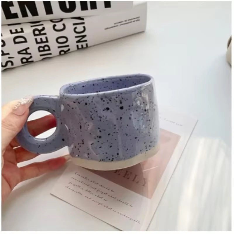 Ceramic Mug 250Ml Ring Handl Coffee Milk Modern Print Porcelain Mug Handmade Ceramic Hot Chocolate Cup Couple Handgrip Cups