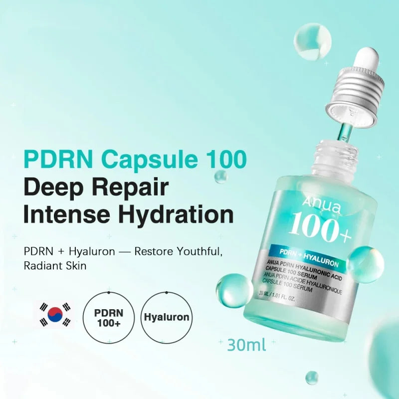 Korean  PDRN Essence Hyaluronic Acid Capsule 100 Serum Blue Radiant Face Serum,Lightweight Deep Hydration Skincare Products