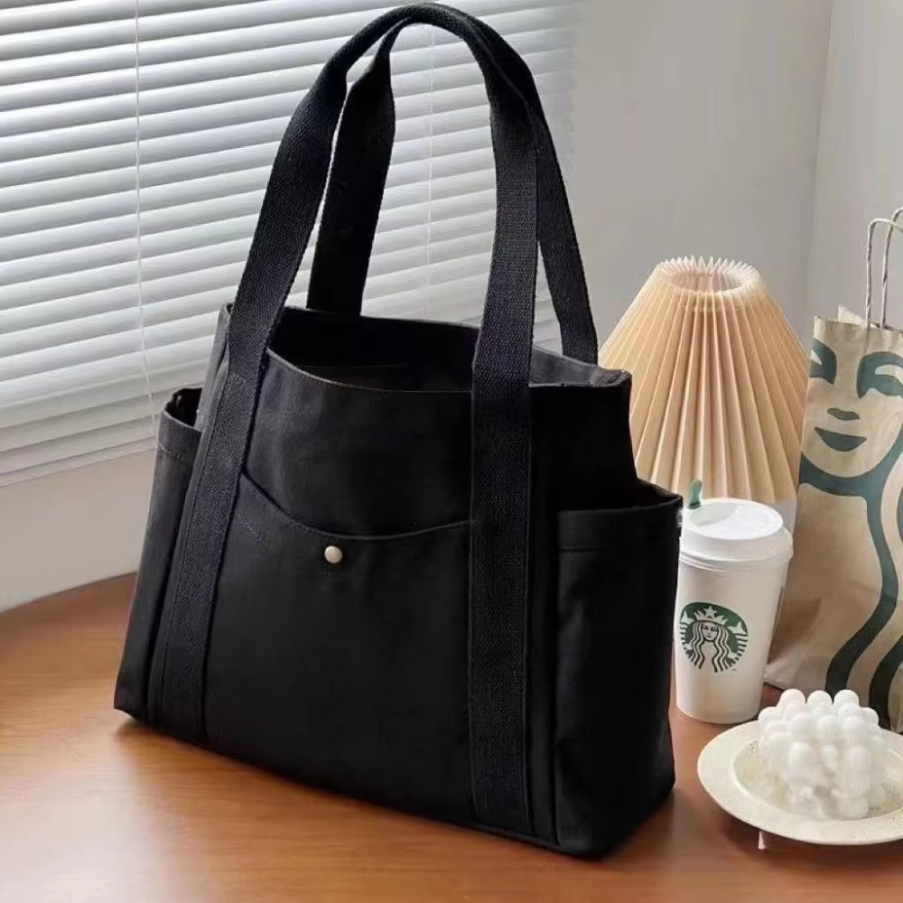 Large Capacity Canvas Tote Bags for Work Commuting Carrying Bag College Style Student Outfit Book Shoulder Bag Shopping Bag