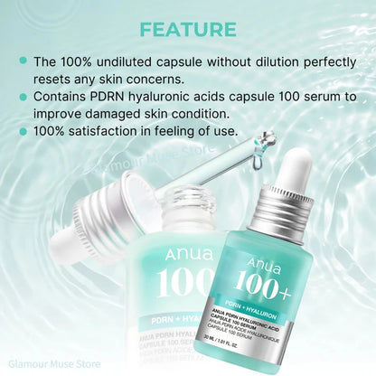 Korean  PDRN Essence Hyaluronic Acid Capsule 100 Serum Blue Radiant Face Serum,Lightweight Deep Hydration Skincare Products