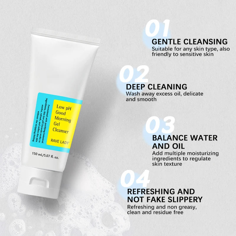 Low PH 150Ml Facial Cleanser Gentle Oil Control Moisturizing Face Wash Whitening Facial Foam Exfoliating Deep Remove