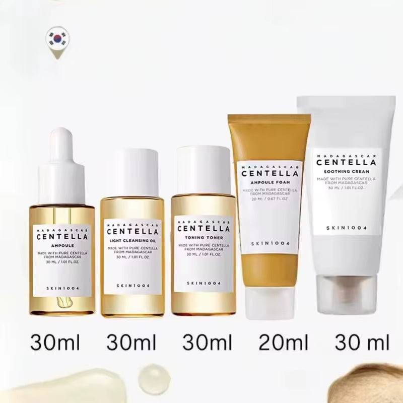 Madagascar Centella Travel Kit, Toner, Ampoule, Soothing Cream, Cleansing Oil, Ampoule Foam, Basic Skincare Mini 5Pcs