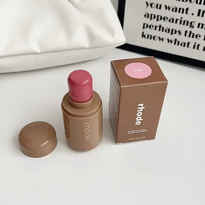 Pocket Blush LIP Stick Lip and Cheek Hydrating Stick Natural Rouge Powder Blush Cream Lipstick Cheek Easy to Apply Colo