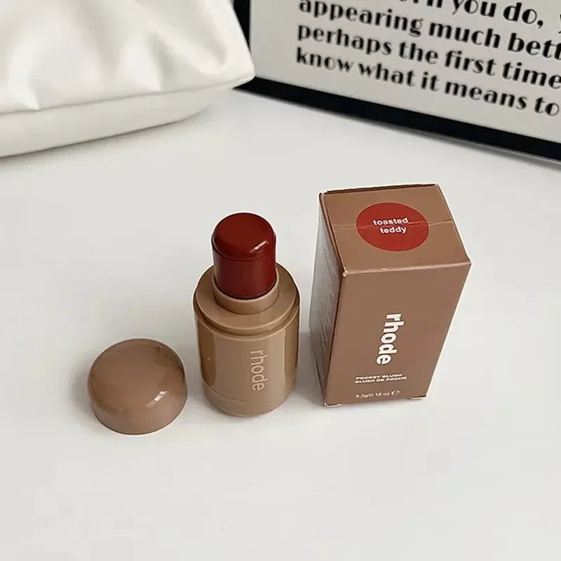Pocket Blush LIP Stick Lip and Cheek Hydrating Stick Natural Rouge Powder Blush Cream Lipstick Cheek Easy to Apply Colo