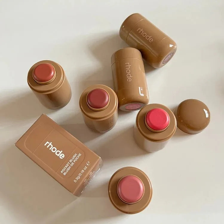 Pocket Blush LIP Stick Lip and Cheek Hydrating Stick Natural Rouge Powder Blush Cream Lipstick Cheek Easy to Apply Colo