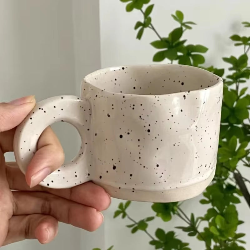 Ceramic Mug 250Ml Ring Handl Coffee Milk Modern Print Porcelain Mug Handmade Ceramic Hot Chocolate Cup Couple Handgrip Cups