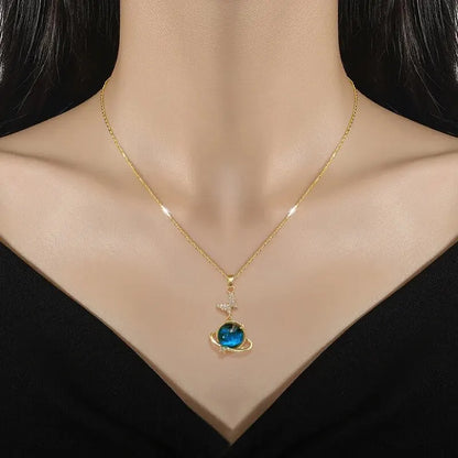 Light Luxury Titanium Steel Star Series Necklace for Women Gold Color Planet Moon Astronaut Pendant Necklaces Jewelry Gifts