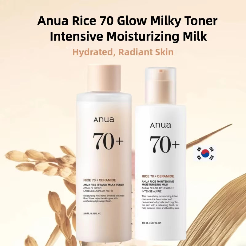 Korean Skincare Set  Rice 70 Glow Milky Toner,Intensive Moisturizing Milk Lotion,Hydrating&Nourishing,Barrier Care 2Pcs Sets