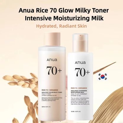 Korean Skincare Set  Rice 70 Glow Milky Toner,Intensive Moisturizing Milk Lotion,Hydrating&Nourishing,Barrier Care 2Pcs Sets