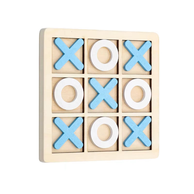 Montessori XO Chess Jigsaw Puzzle 3D Geometric Shapes Board Games for Kids Children Educational Wooden Toys