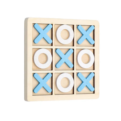 Montessori XO Chess Jigsaw Puzzle 3D Geometric Shapes Board Games for Kids Children Educational Wooden Toys