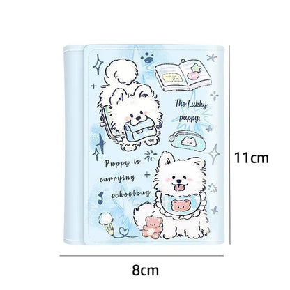 PU Leather Money Coin Purse Mini INS Style 3 Folds Credit Card Holoder Cute Kitten Dog Card Wallets for Girls Students Gift