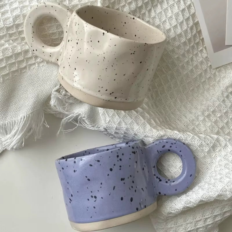 Ceramic Mug 250Ml Ring Handl Coffee Milk Modern Print Porcelain Mug Handmade Ceramic Hot Chocolate Cup Couple Handgrip Cups