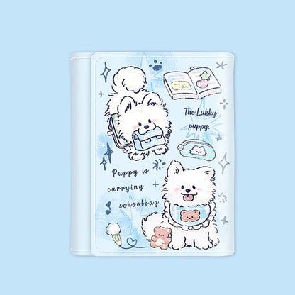 PU Leather Money Coin Purse Mini INS Style 3 Folds Credit Card Holoder Cute Kitten Dog Card Wallets for Girls Students Gift
