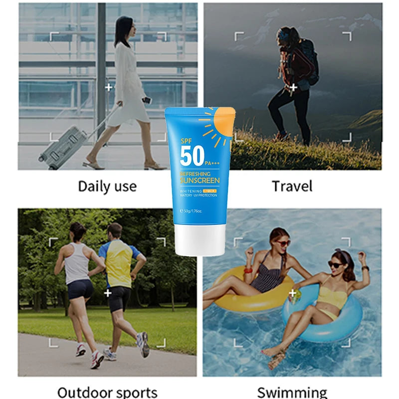 Refreshing Sunscreen Moisturizing Whitening Sun Cream Oil-Control Sunblock Cream Bleaching Facial Skin Care SPF 50 PA+++