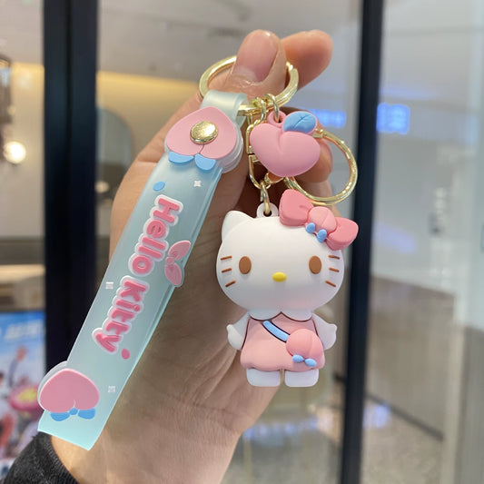 New Anime Cartoon Keychain Kawaii Kuromi Hellokitty Pompompurin My Melody PVC Figurines Car and Bag Keychains