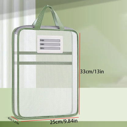 A4 Stationery Storage Bag Double-Layer Mesh Zipper Bag Large Capacity Organizer Folders School Office Supplies Stationary Bag
