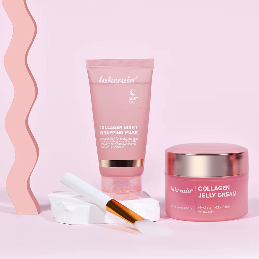 Collagen Jelly Cream Hydrolyzed Collagen Overnight Facial Mask Wrapping Peel-Off Mask Hydrating Firming Moisturizing Skincare
