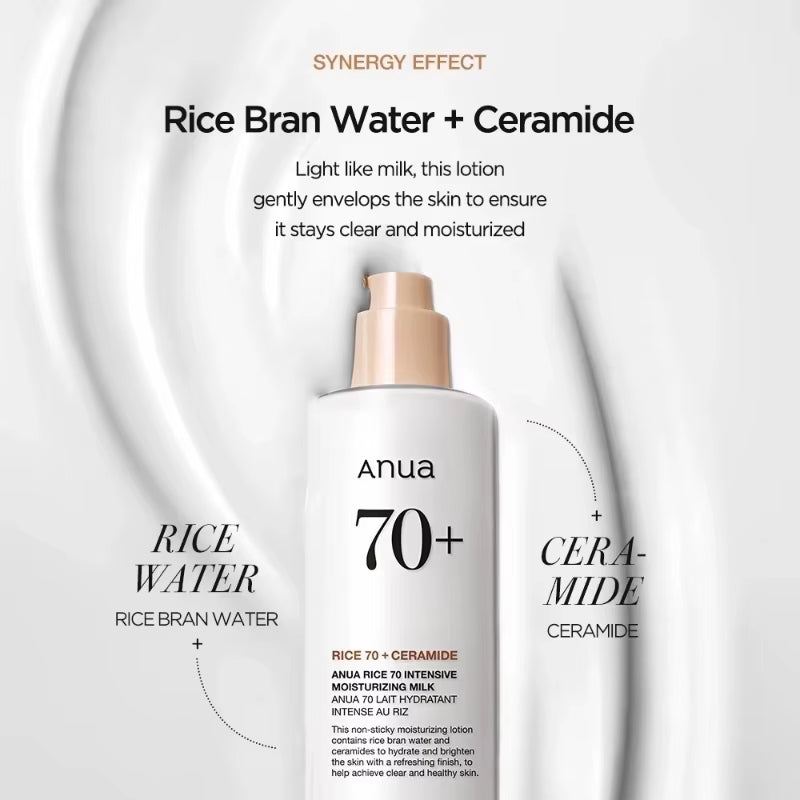 Korean Skincare Set  Rice 70 Glow Milky Toner,Intensive Moisturizing Milk Lotion,Hydrating&Nourishing,Barrier Care 2Pcs Sets